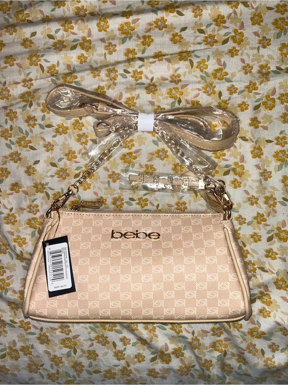 bebe Blush Logo Crossbody Bag with Gold Hardware